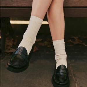 J.Crew Winona Penny Loafers Black Spazzolato Leather 7.5